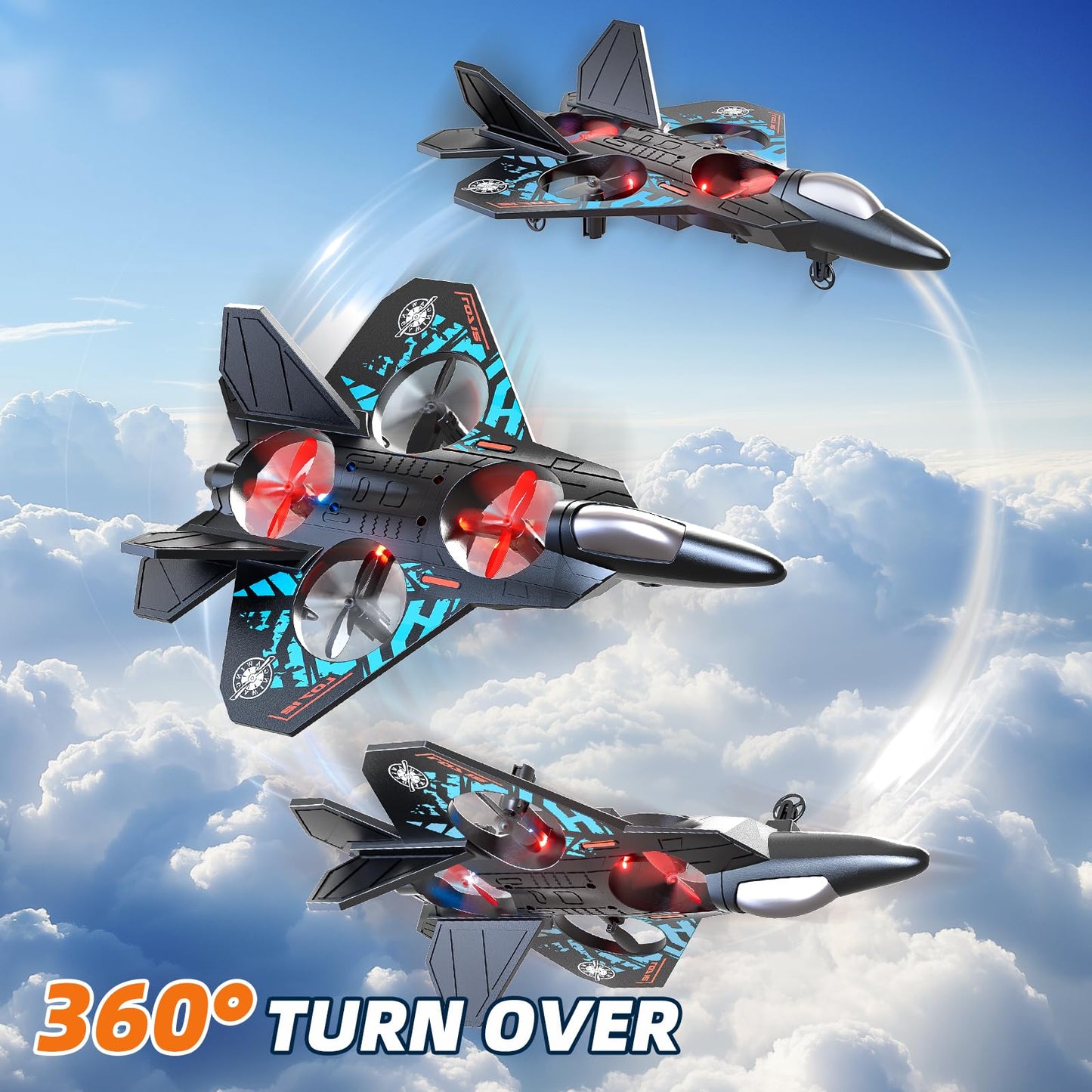 MSKOLER Foam RC Airplane for Kids 8-16 | 360° Flips, LED Lights, 80m Range