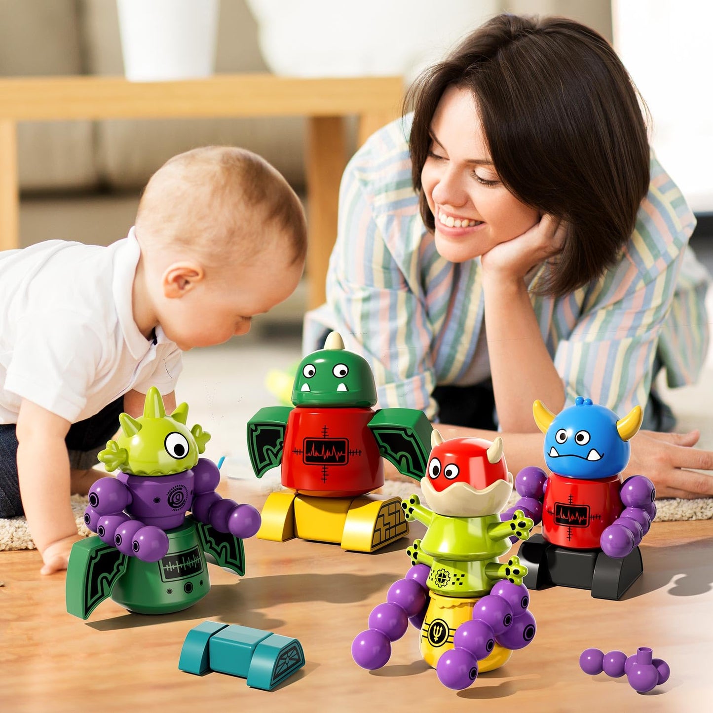 MSKOLER Magnet Robot Toys for Kids 3-5 | Magnetic Building Set with Storage Box