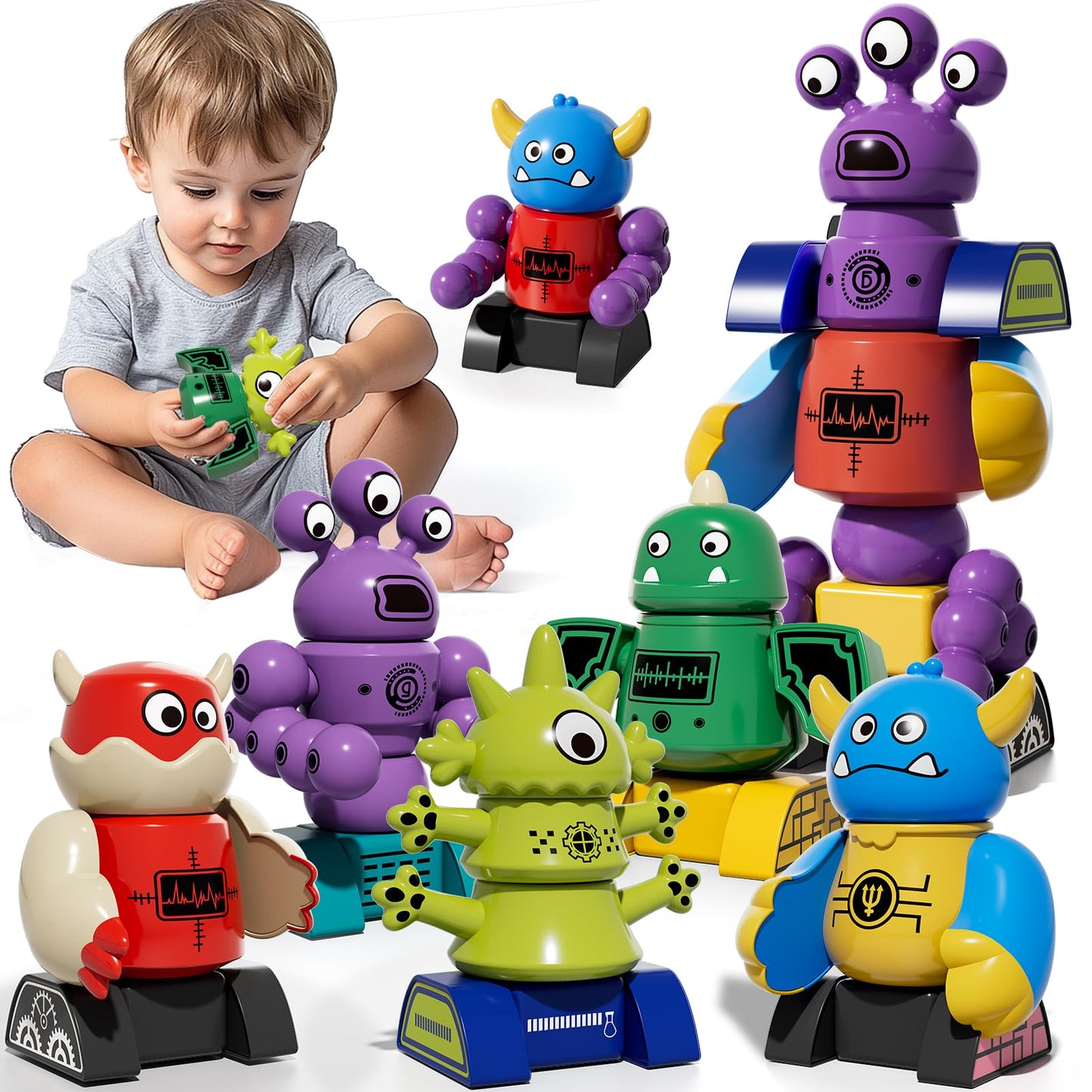 MSKOLER Magnet Robot Toys for Kids 3-5 | Magnetic Building Set with Storage Box