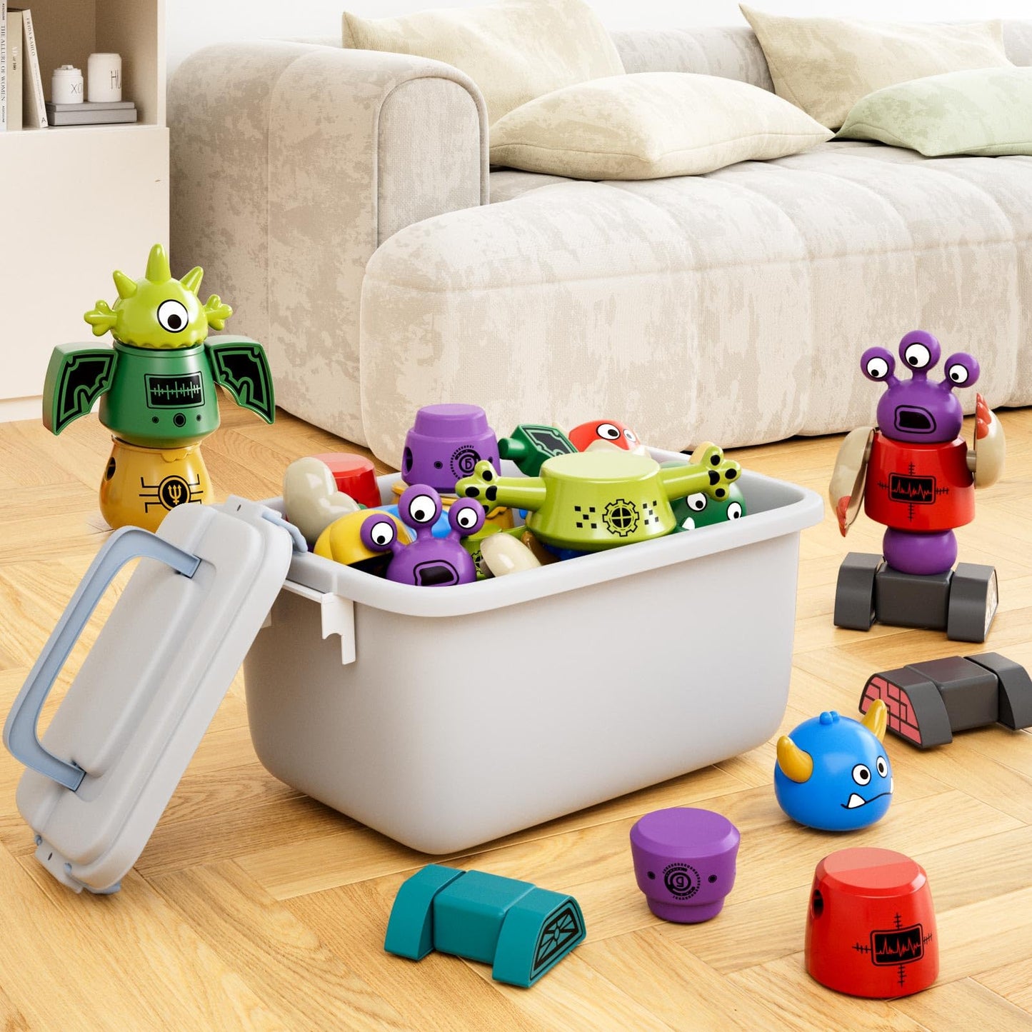 MSKOLER Magnet Robot Toys for Kids 3-5 | Magnetic Building Set with Storage Box