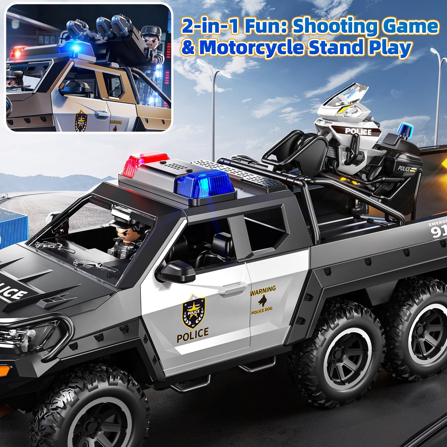 MSKOLER Police Car Toy for Kids 3-12 | Light & Sound Role-Play Truck Gift