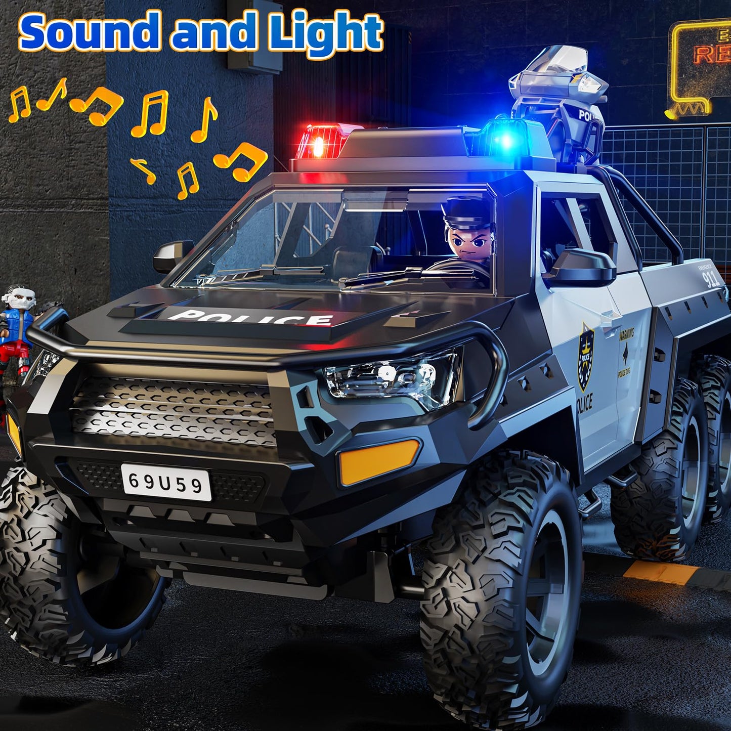 MSKOLER Police Car Toy for Kids 3-12 | Light & Sound Role-Play Truck Gift