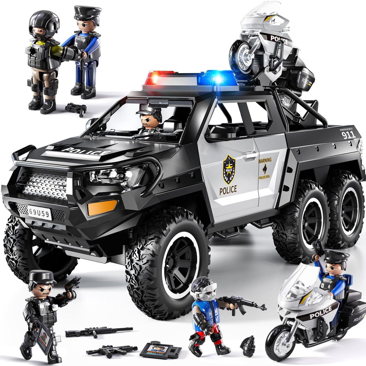 MSKOLER Police Car Toy for Kids 3-12 | Light & Sound Role-Play Truck Gift