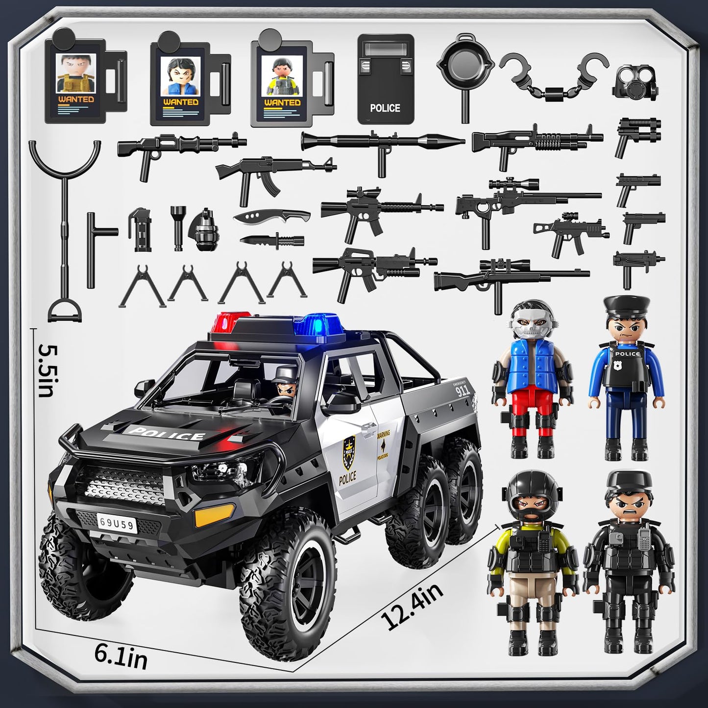 MSKOLER Police Car Toy for Kids 3-12 | Light & Sound Role-Play Truck Gift