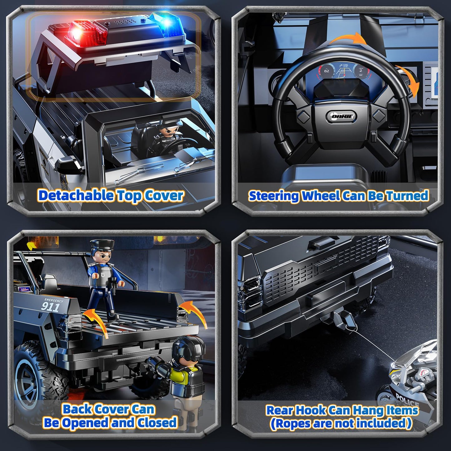 MSKOLER Police Car Toy for Kids 3-12 | Light & Sound Role-Play Truck Gift