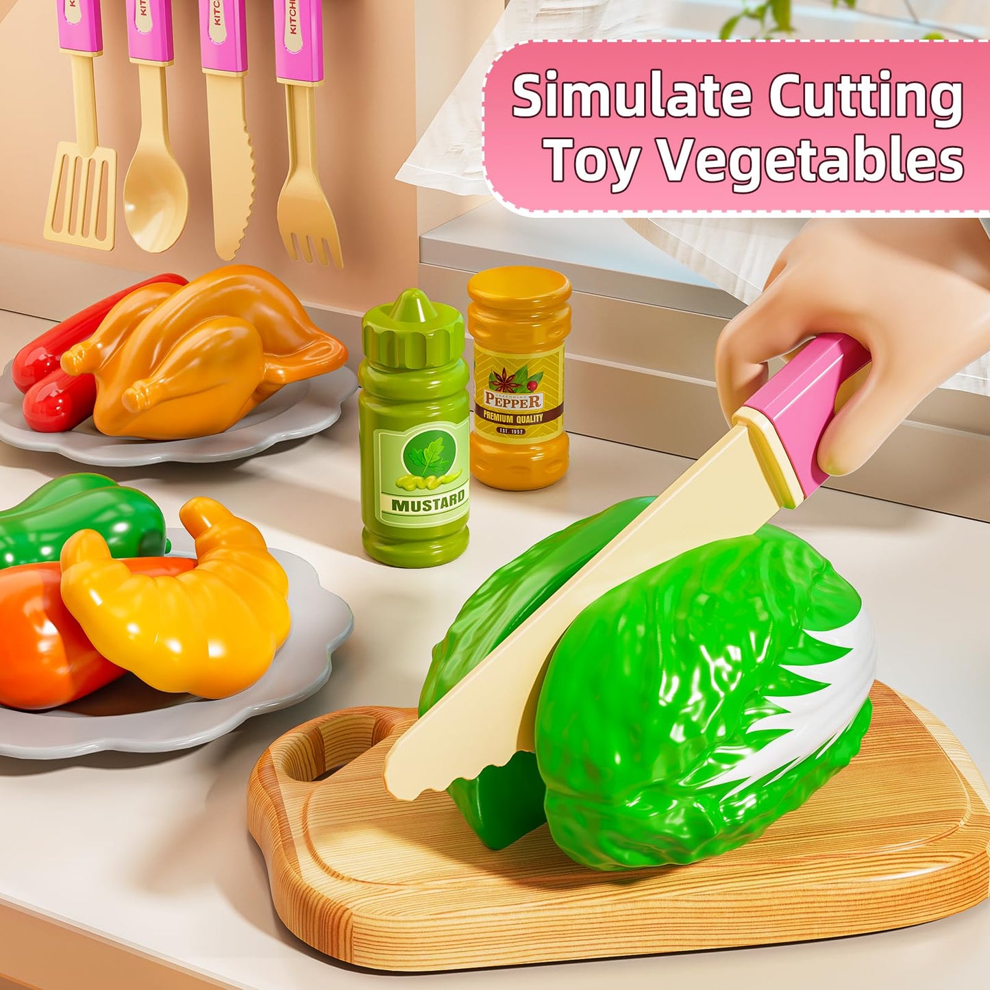 MSKOLER Play Kitchen Set for Toddlers – Lights, Sounds & Water Play | Pink Girls Kitchen Toy 2-6