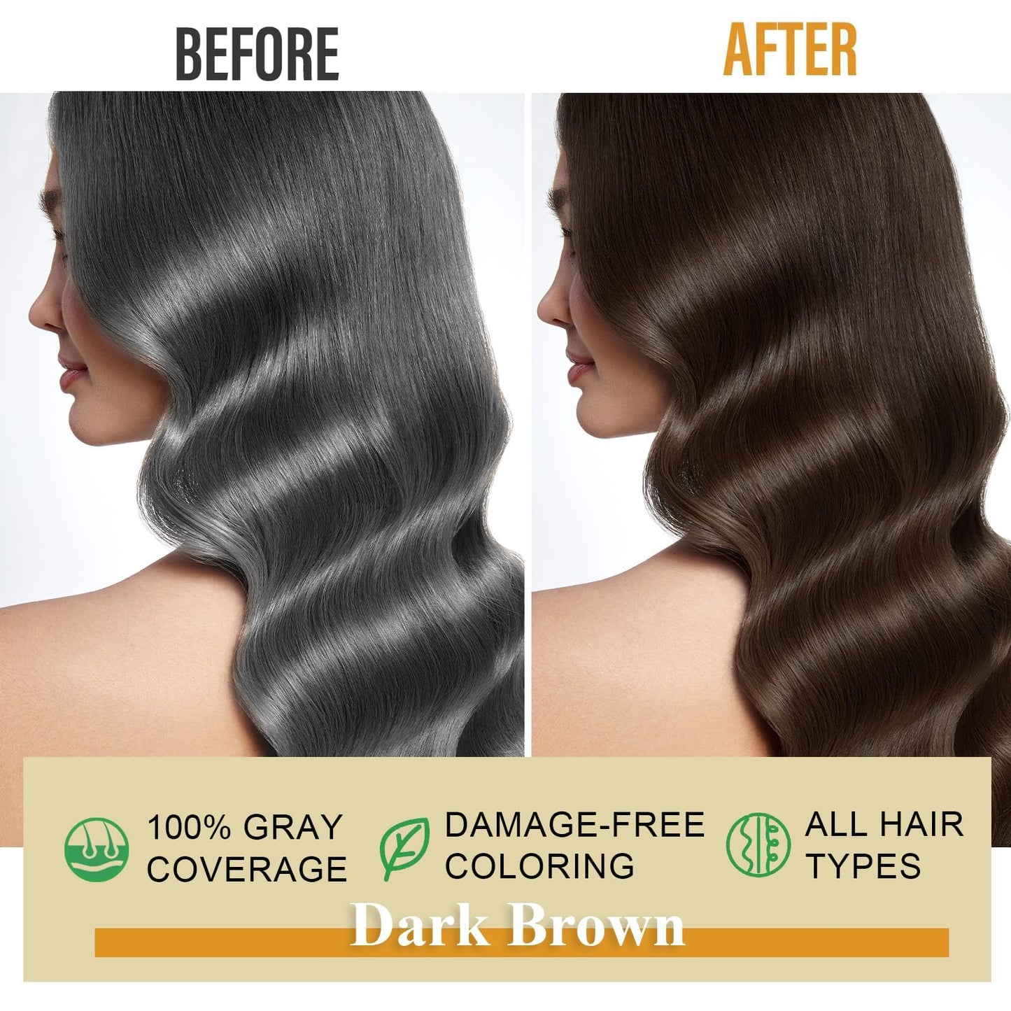 Msktasy Dark Brown Hair Dye Shampoo – 3-in-1 Color, Cleanse & Nourish for Gray Hair | 16.9 Fl Oz