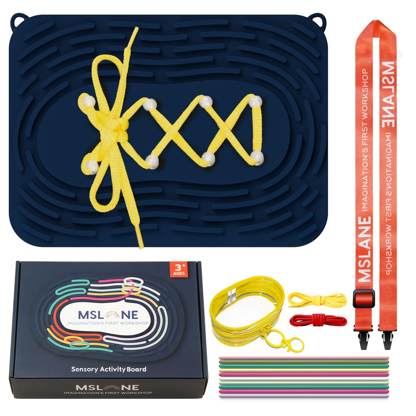 MSLANE Sensory Activity Board – Silicone Fidget Toy for Shoe-Tying Practice & Travel Calm
