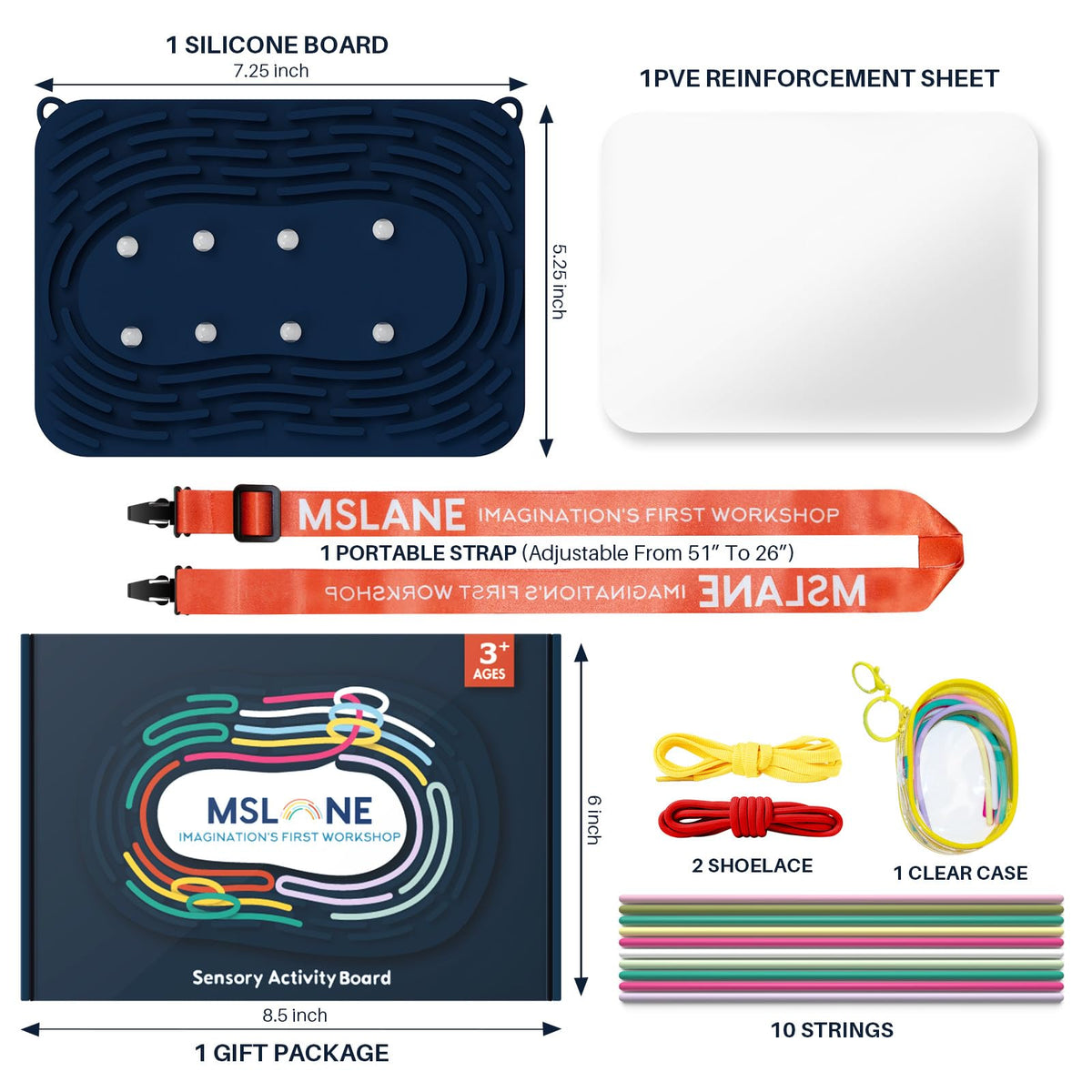 MSLANE Sensory Activity Board – Silicone Fidget Toy for Shoe-Tying Practice & Travel Calm