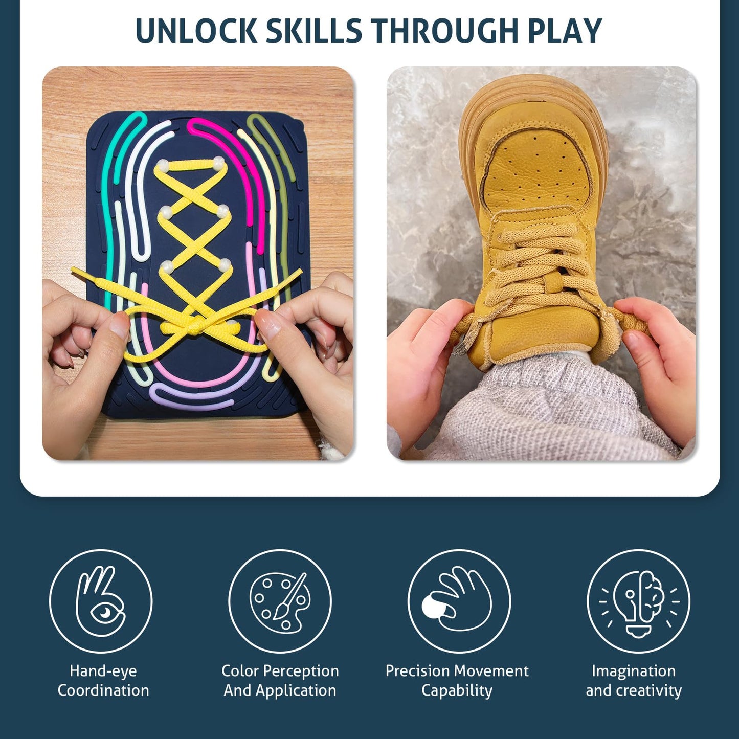 MSLANE Sensory Activity Board – Silicone Fidget Toy for Shoe-Tying Practice & Travel Calm