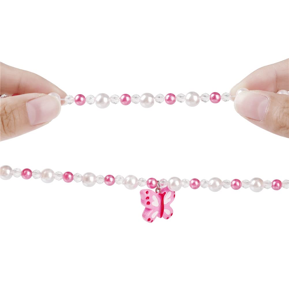 Msnailfly Butterfly Stretch Necklace & Bracelet Set for Girls | Colorful Butterfly Jewelry