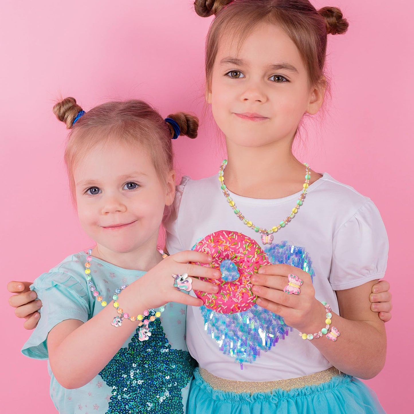 Msnailfly 3-Piece Kids Jewelry Set — Unicorn Butterfly Necklace, Bracelet & Ring (Gift Box)