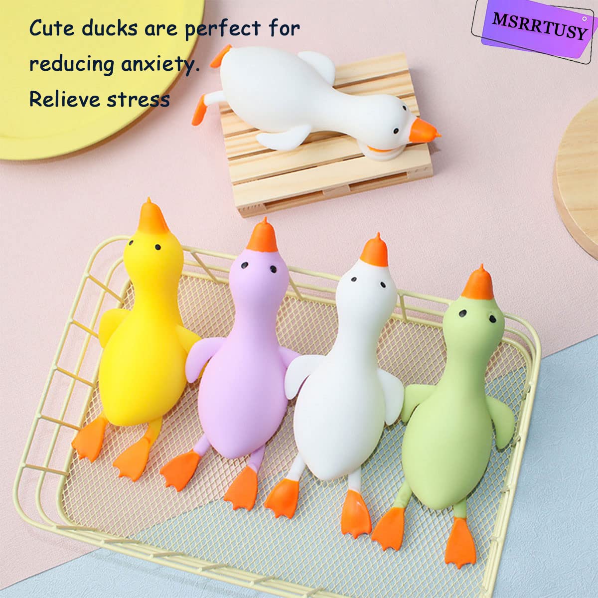 MSRRTUSY 3Pcs Stretchy Duck Squeeze Toys – Soft Fidget Stress Relief for Kids & Adults