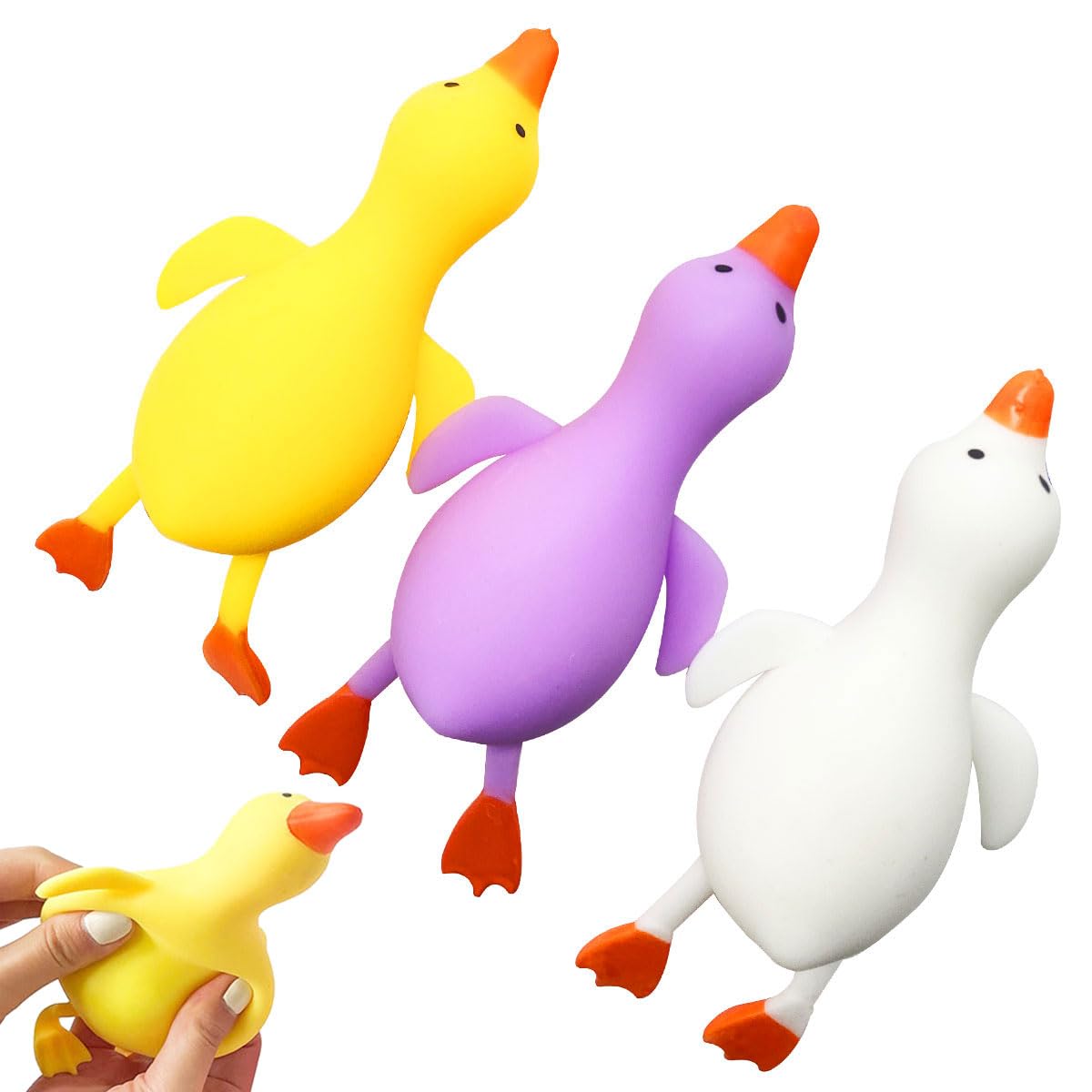 MSRRTUSY 3Pcs Stretchy Duck Squeeze Toys – Soft Fidget Stress Relief for Kids & Adults