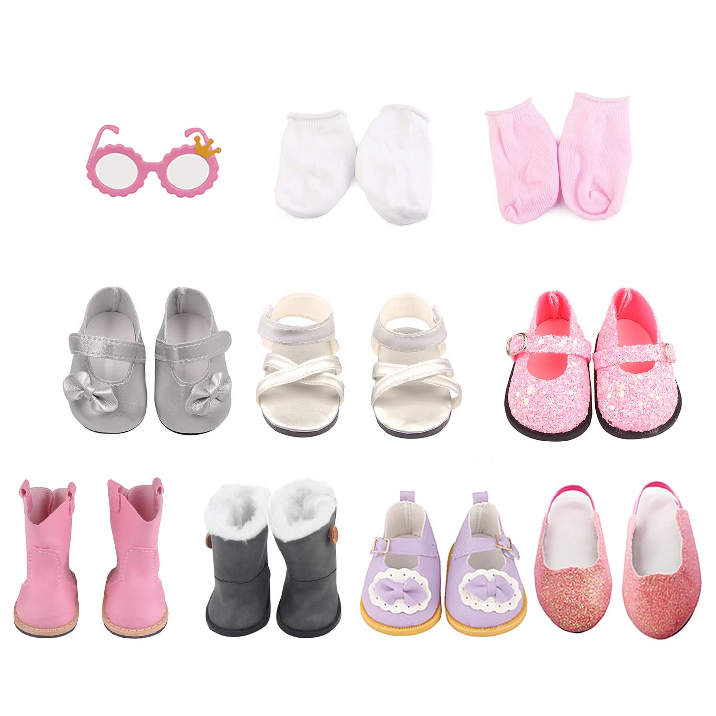 MSYO 19 Pcs Doll Shoes & Accessories for 18-Inch Dolls – 7 Seasonal Styles