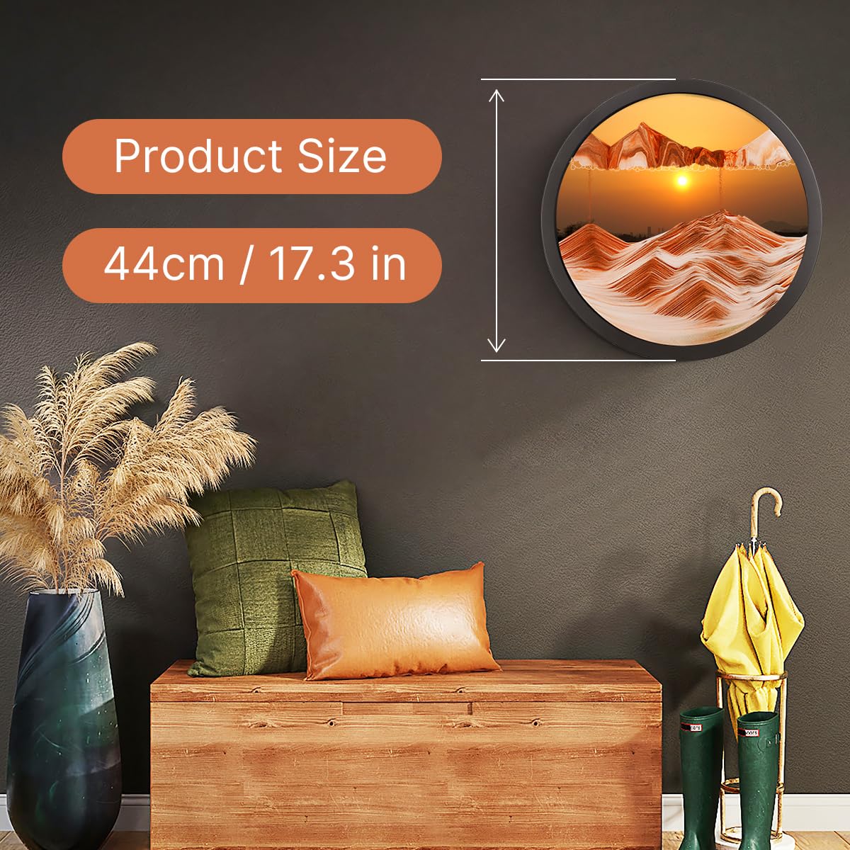 Mtadmai 17.3-inch Moving Sand Art – 360° Rotation Deep Sea Sandscape