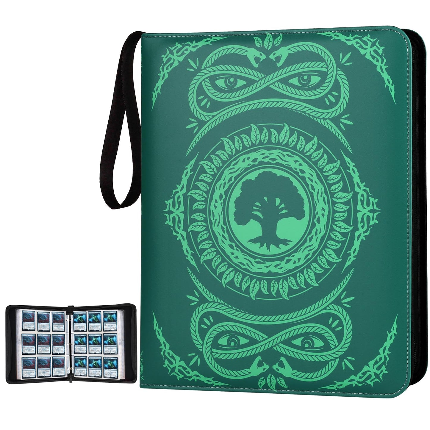 MTGPRO 9-Pocket Card Binder – 720-Card Capacity PU Album for MTG, TCG, Yu-Gi-Oh (Green)