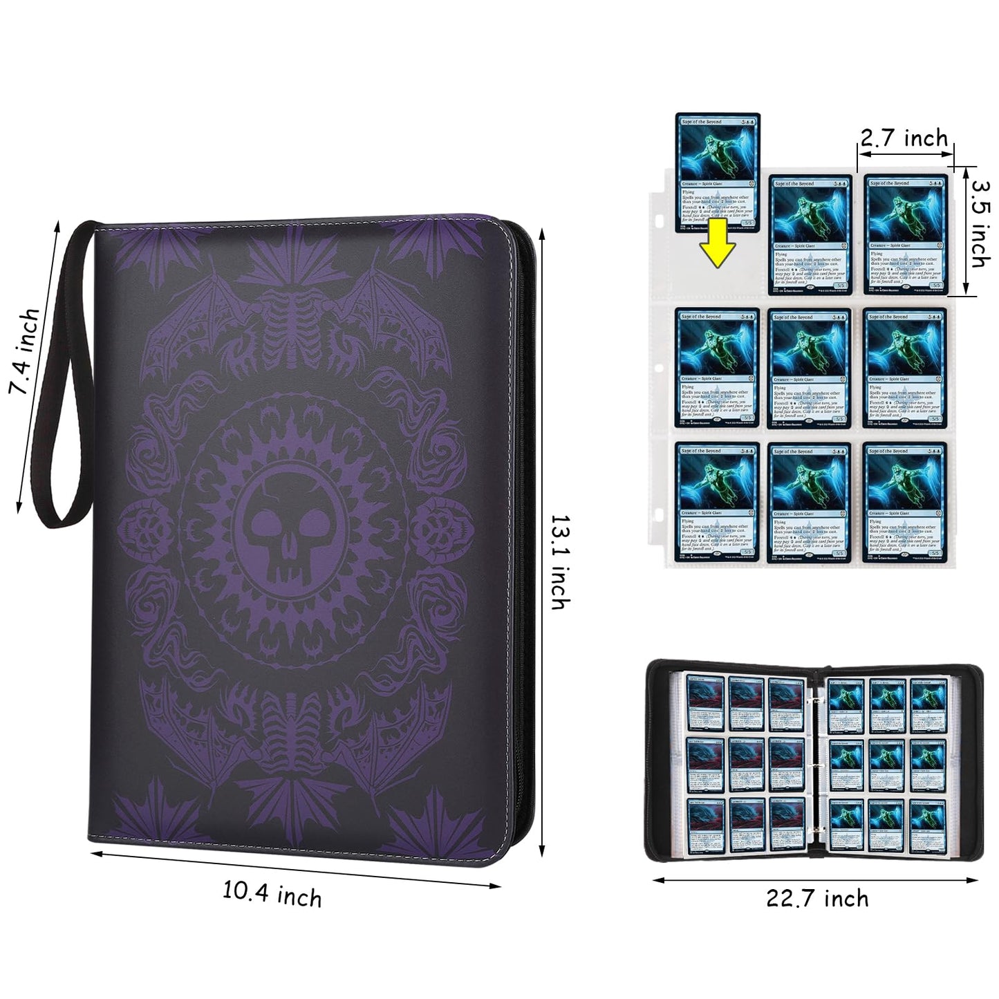 MTGPRO 9-Pocket Card Binder - 720-Card Capacity, Purple PU Album for MTG, TCG, Yu-Gi-Oh