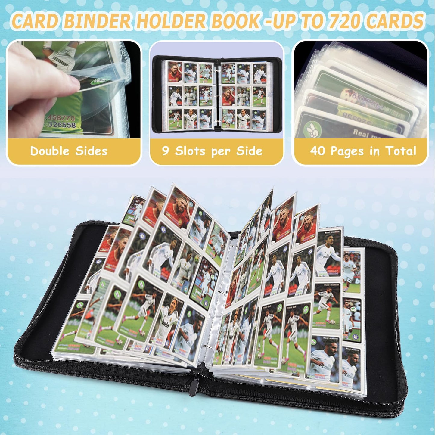 MTGPRO 9-Pocket Card Binder - 720-Card Capacity, Purple PU Album for MTG, TCG, Yu-Gi-Oh