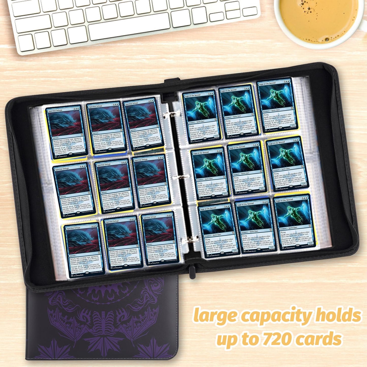 MTGPRO 9-Pocket Card Binder - 720-Card Capacity, Purple PU Album for MTG, TCG, Yu-Gi-Oh