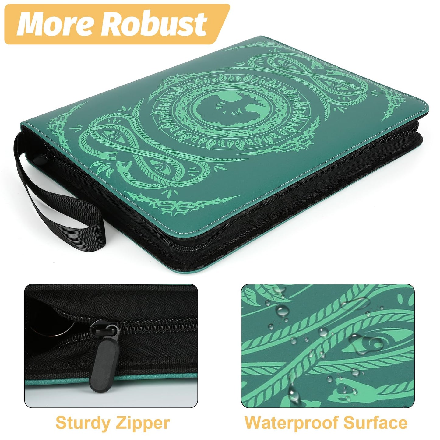 MTGPRO 9-Pocket Card Binder – 720-Card Capacity PU Album for MTG, TCG, Yu-Gi-Oh (Green)