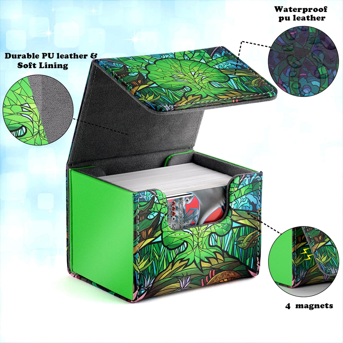 MTGPRO Deck Box for MTG Cards – Holds 120+ Sleeved Cards, PU Leather Magnetic Case