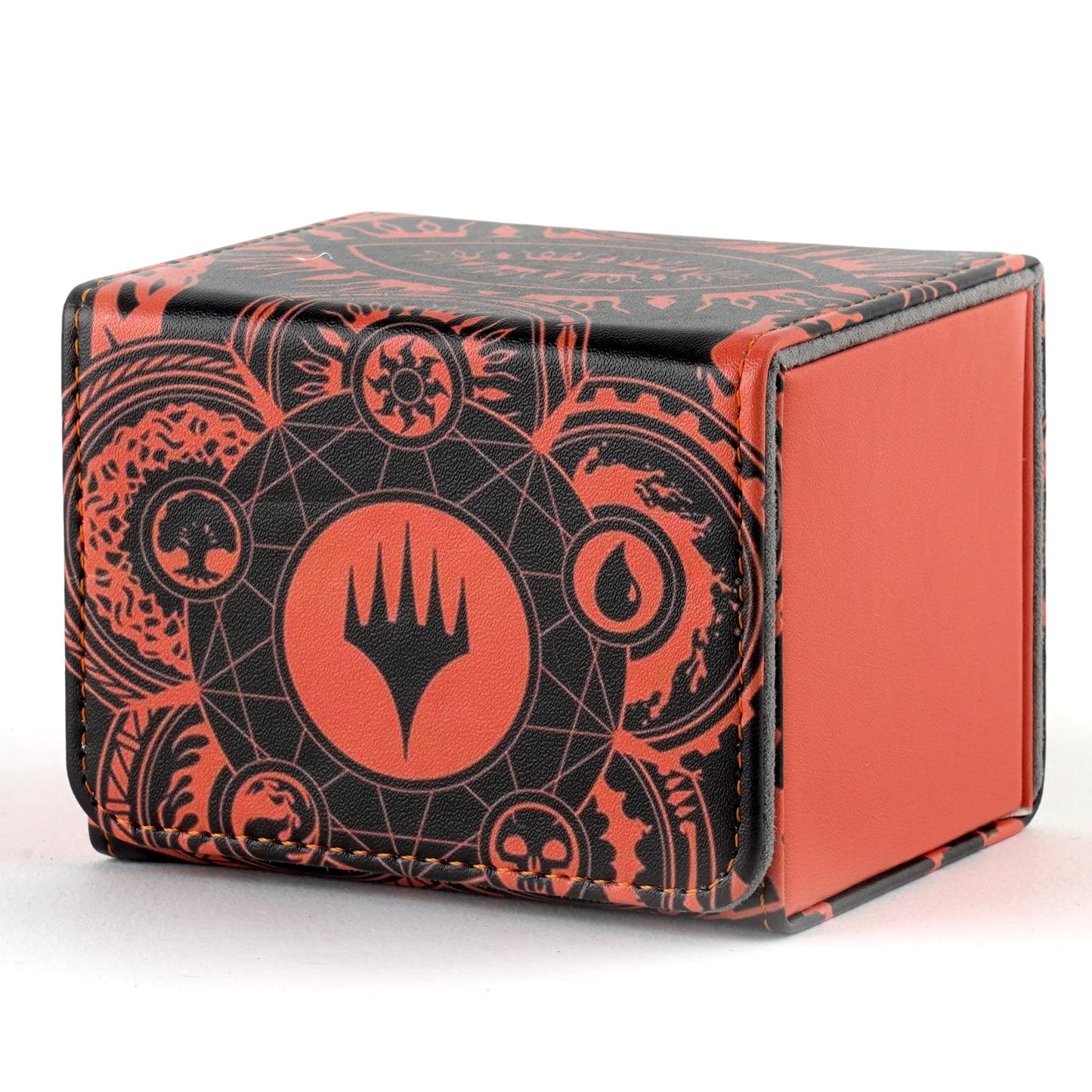 MTGPRO Deck Box Orange – PU Leather Card Case, Holds 120+ Sleeved Cards, Magnetic Closure