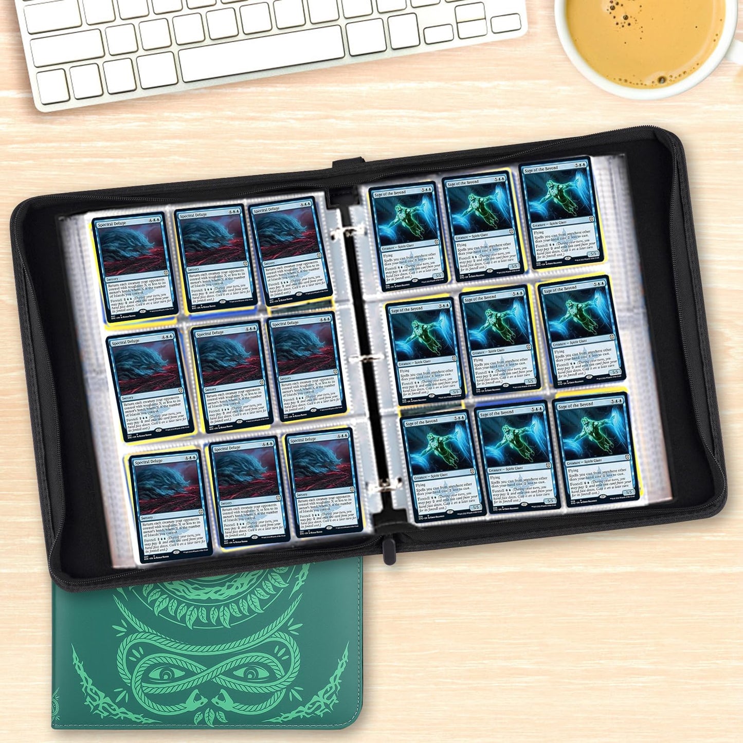 MTGPRO 9-Pocket Card Binder – 720-Card Capacity PU Album for MTG, TCG, Yu-Gi-Oh (Green)