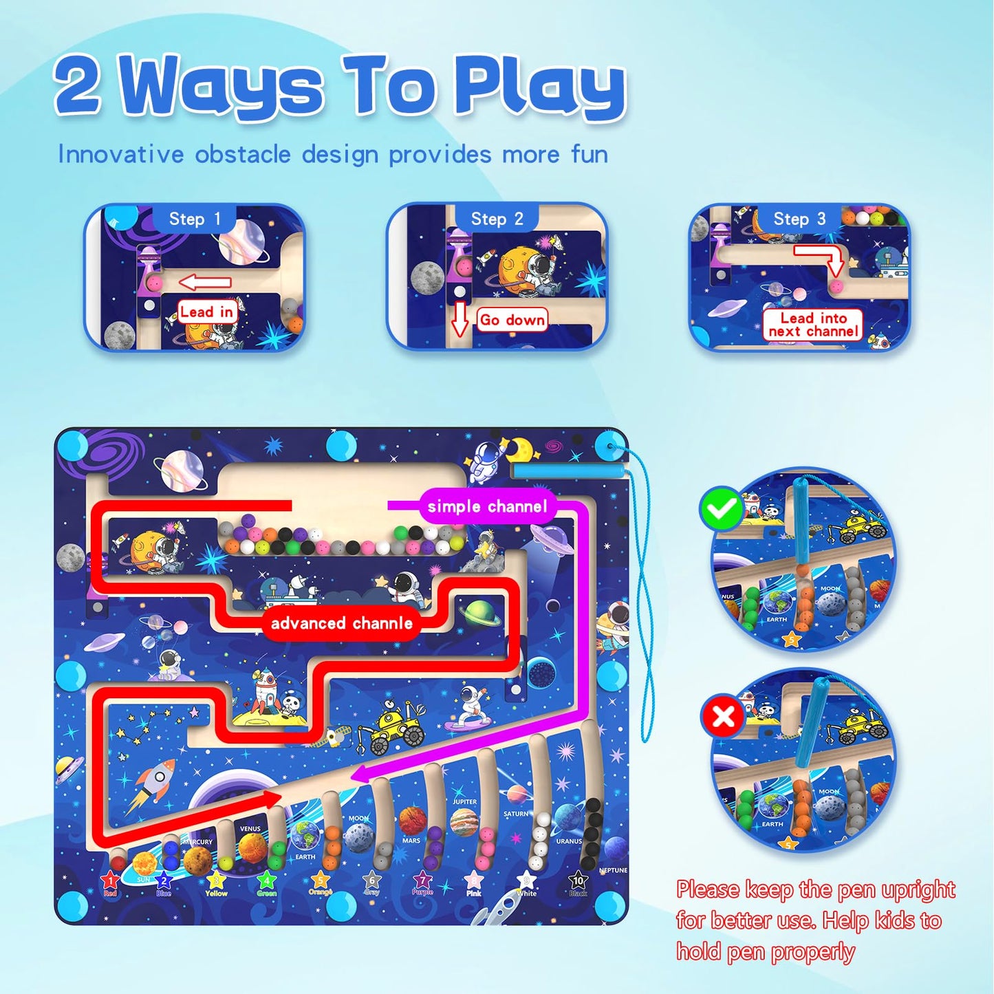 MTYOKILN Magnetic Color & Number Maze – Montessori Wooden Puzzle for 3+