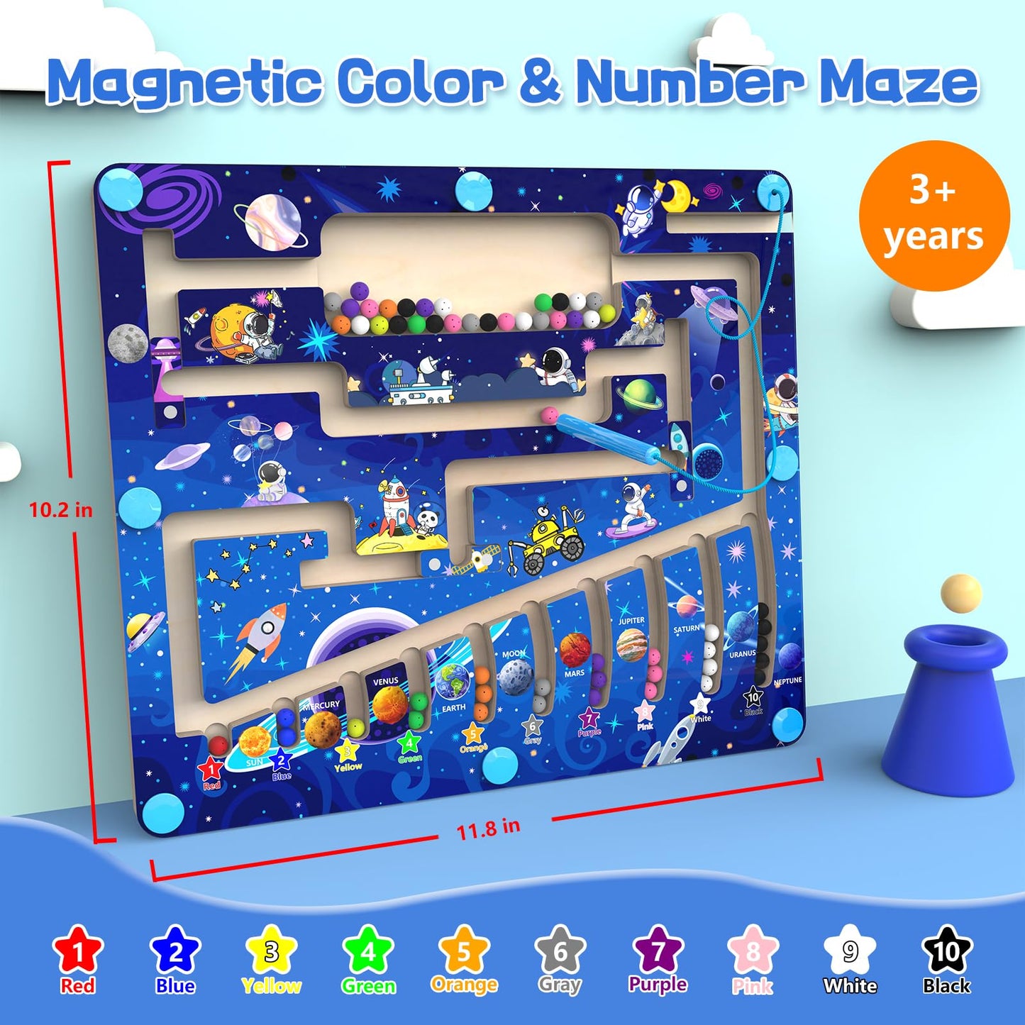 MTYOKILN Magnetic Color & Number Maze – Montessori Wooden Puzzle for 3+