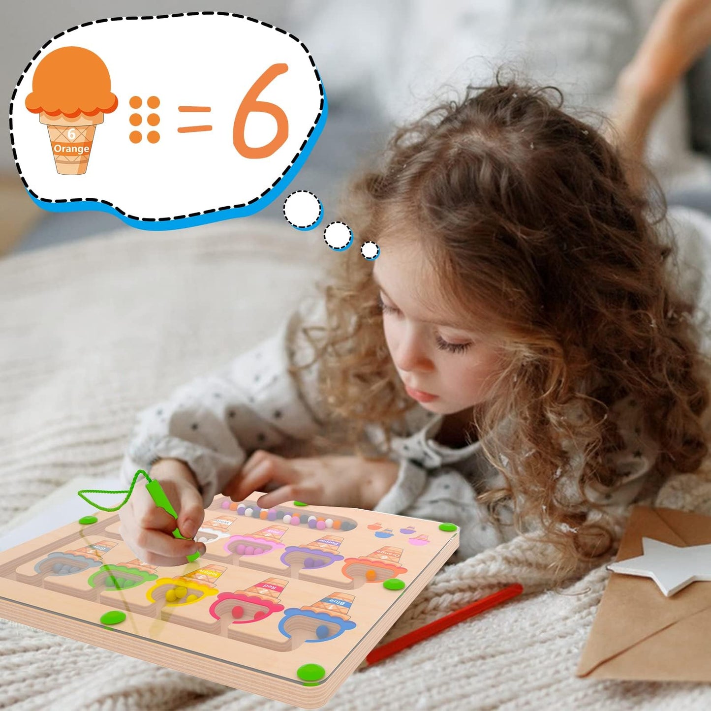 MTYOKILN Magnetic Color & Number Maze – Montessori Wooden Color Matching & Counting Toy for Toddlers 2-4