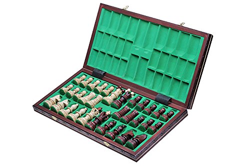 Muba Beautiful Handcrafted Wooden Chess Set – 21-Inch Board, Hornbeam & Sycamore Pieces, Internal Storage, Gift Idea