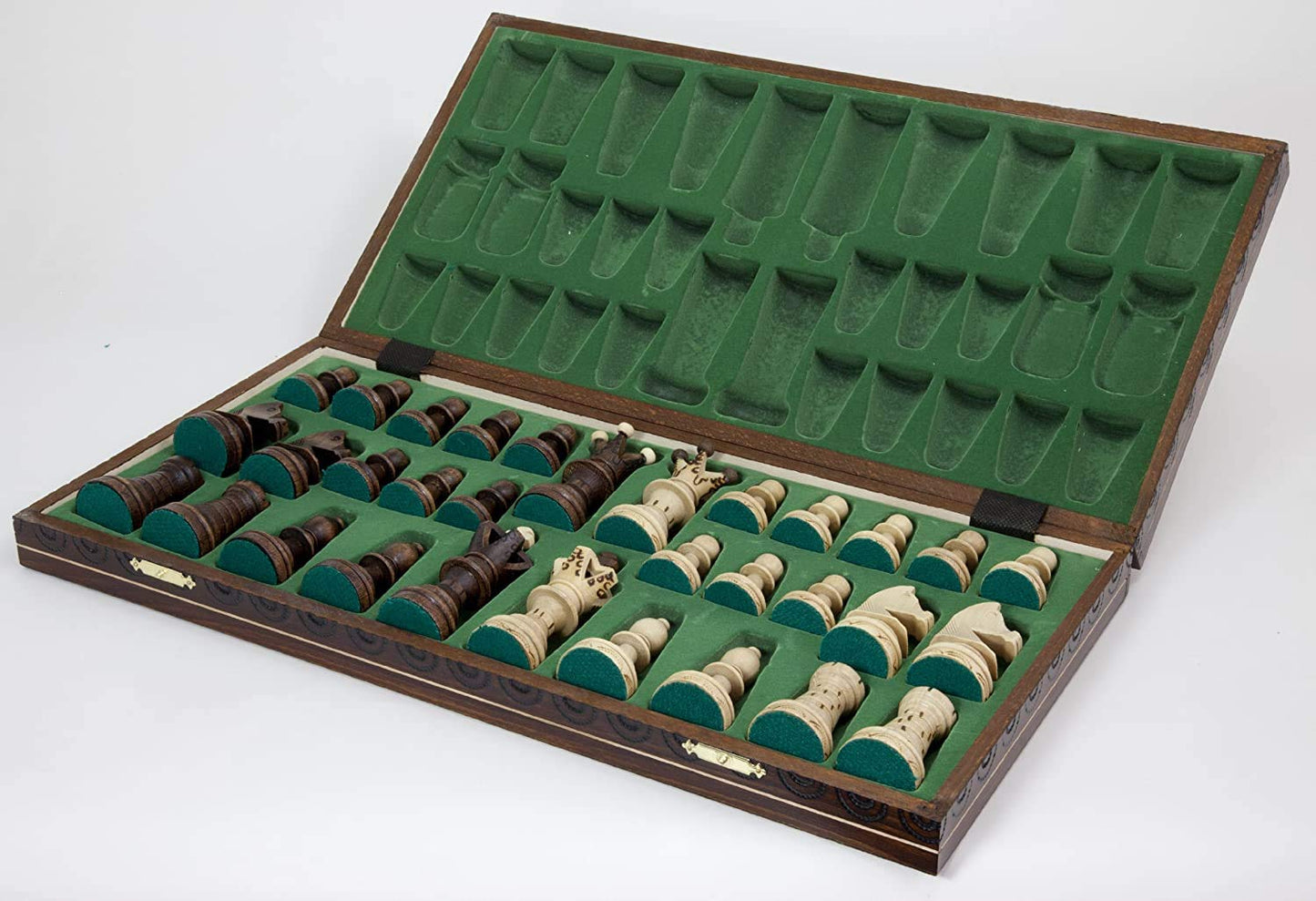 Handmade European Wooden Chess Set — 21 Inch Board & Hand Carved Pieces | Muba