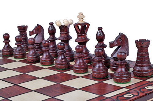 Muba Beautiful Handcrafted Wooden Chess Set – 21-Inch Board, Hornbeam & Sycamore Pieces, Internal Storage, Gift Idea