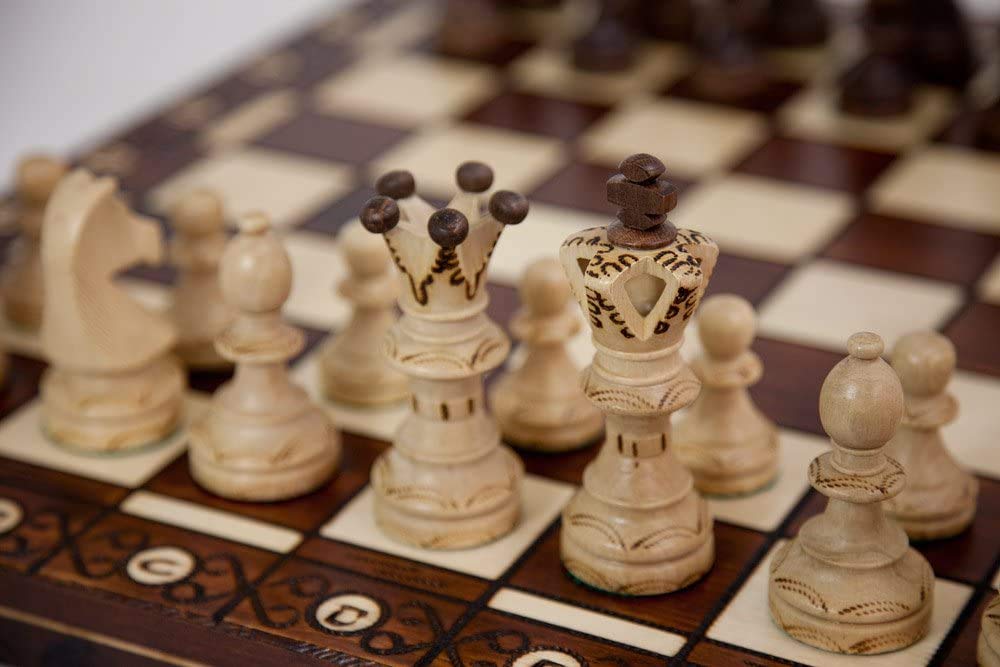 Handmade European Wooden Chess Set — 21 Inch Board & Hand Carved Pieces | Muba