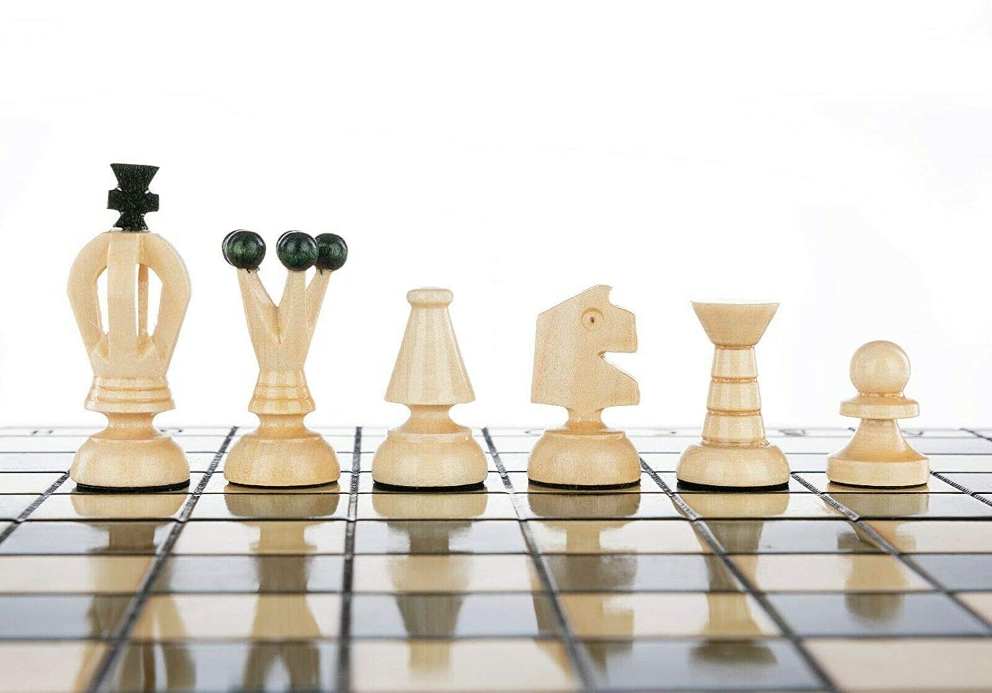 Muba Handcrafted Hornbeam Chess Set – Folding Wooden Board, 12.5-inch Green