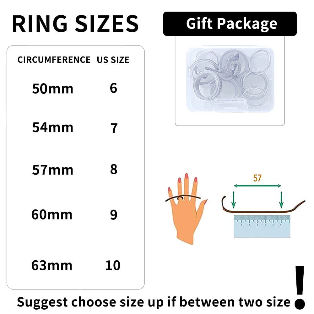 MUCAL Fidget Rings for Anxiety — 8-Piece Stainless Steel Spinner Ring Set