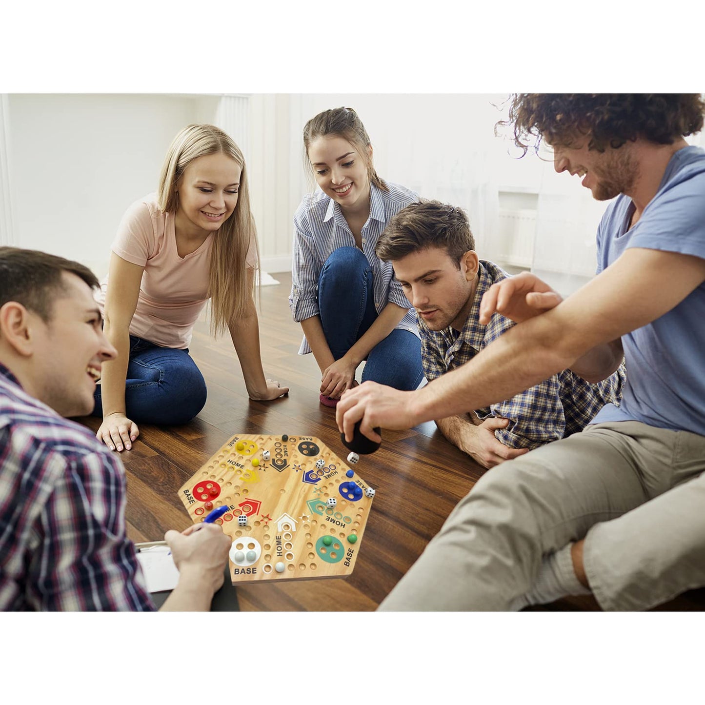 MUCITAGF Marble Wahoo Board Game – 20-Inch Double-Sided Hardwood (4–6 Players)