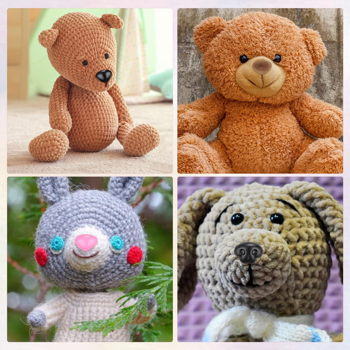 MUCUNNIA 108pcs Safety Noses for Amigurumi – 5 Sizes, 7 Styles with Washers