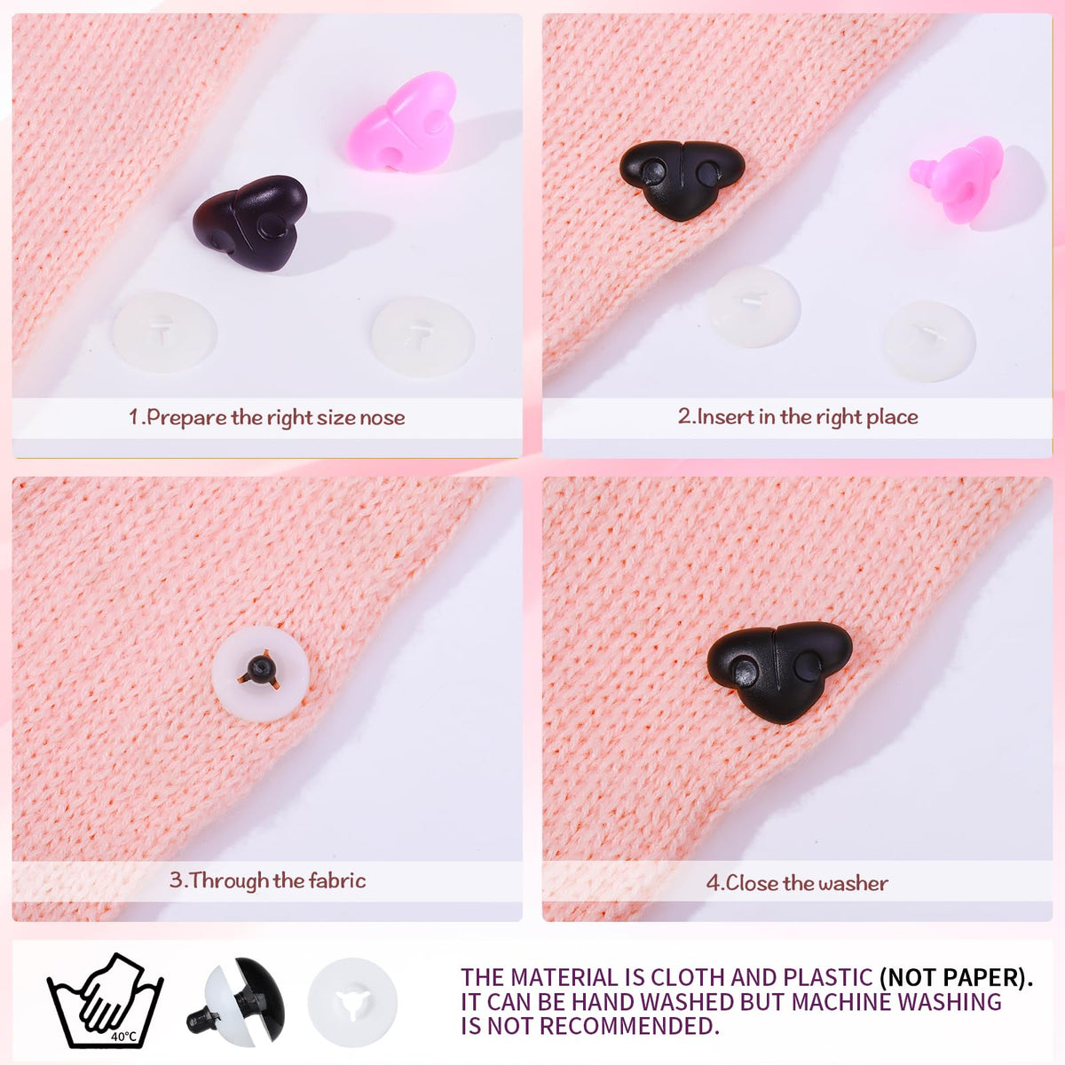 MUCUNNIA 108pcs Safety Noses for Amigurumi - 7 Styles, 12-30mm with Washers