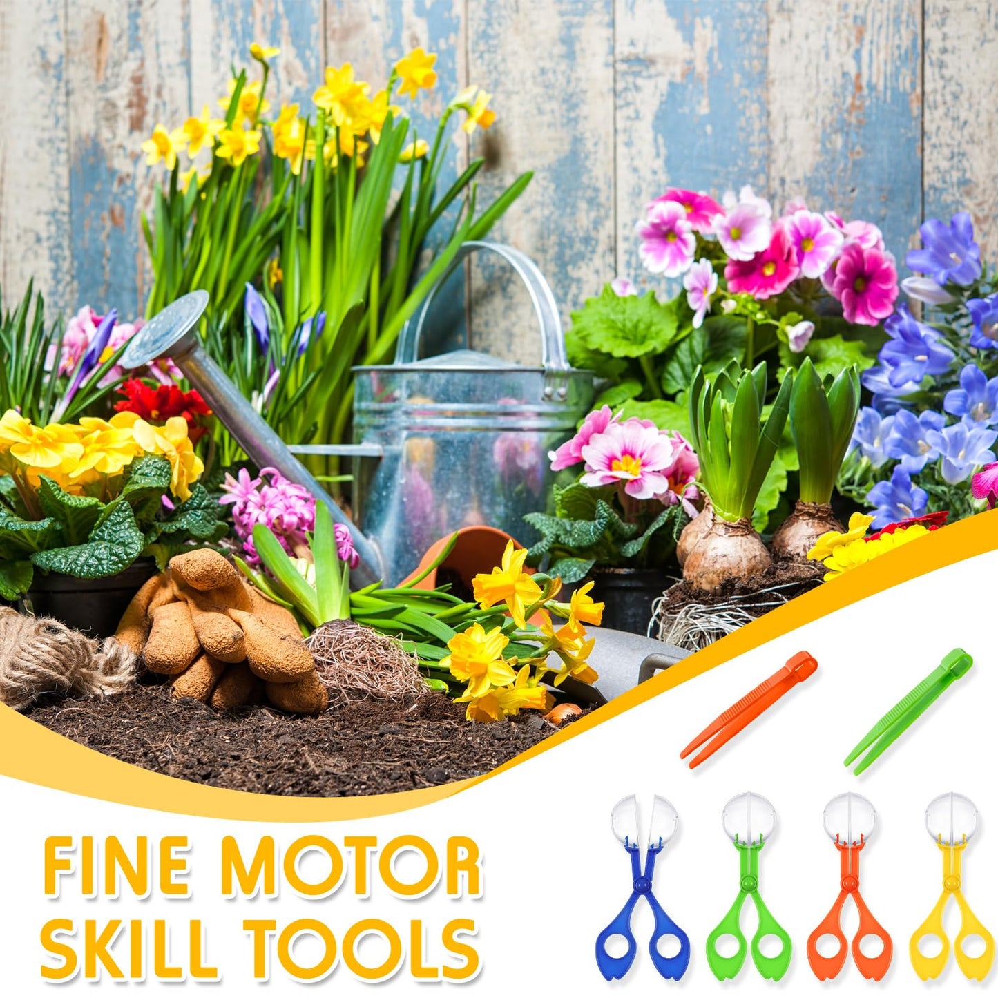 Mudder 12-Piece Fine Motor Skill Toys: Handy Scoopers & Jumbo Tweezers for Outdoor Exploration
