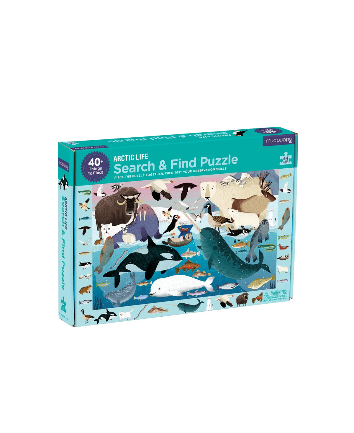 Mudpuppy Arctic Life Search & Find Puzzle – 64 Pieces, 23 by 15.5 inches, for Kids 4-7
