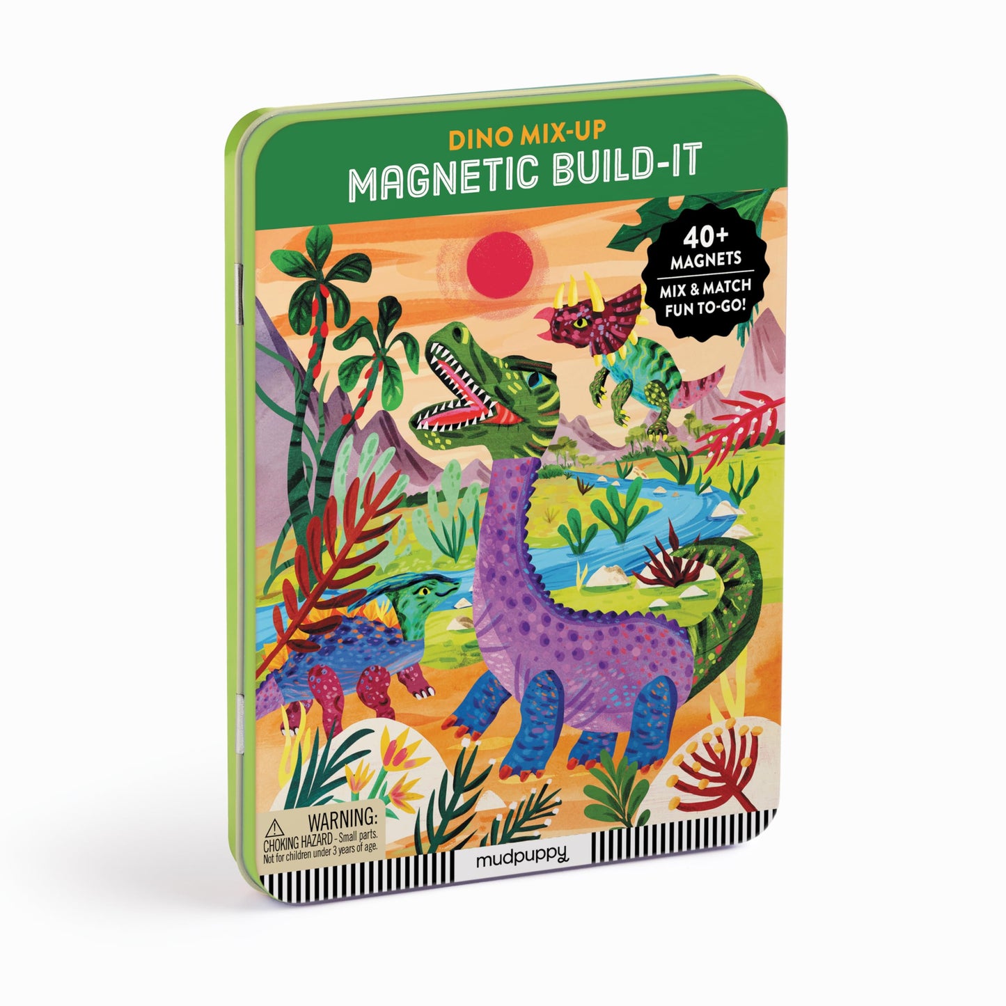 Mudpuppy Dino Mix-Up Magnetic Build-It – Travel-Friendly Dino Magnet Game for Kids 4+