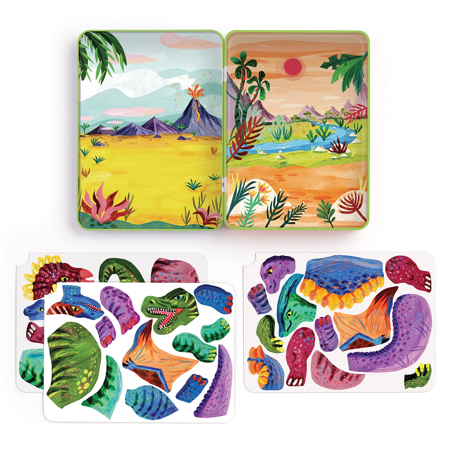 Mudpuppy Dino Mix-Up Magnetic Build-It – Travel-Friendly Dino Magnet Game for Kids 4+