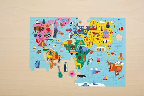 Mudpuppy Map of the World – 78-Piece Geography Puzzle with Iconic Landmarks