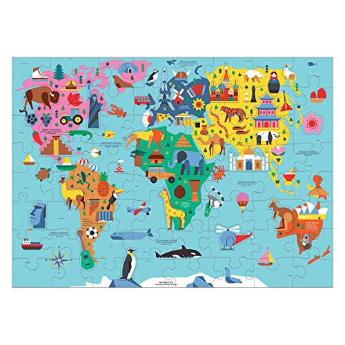 Mudpuppy Map of the World – 78-Piece Geography Puzzle with Iconic Landmarks