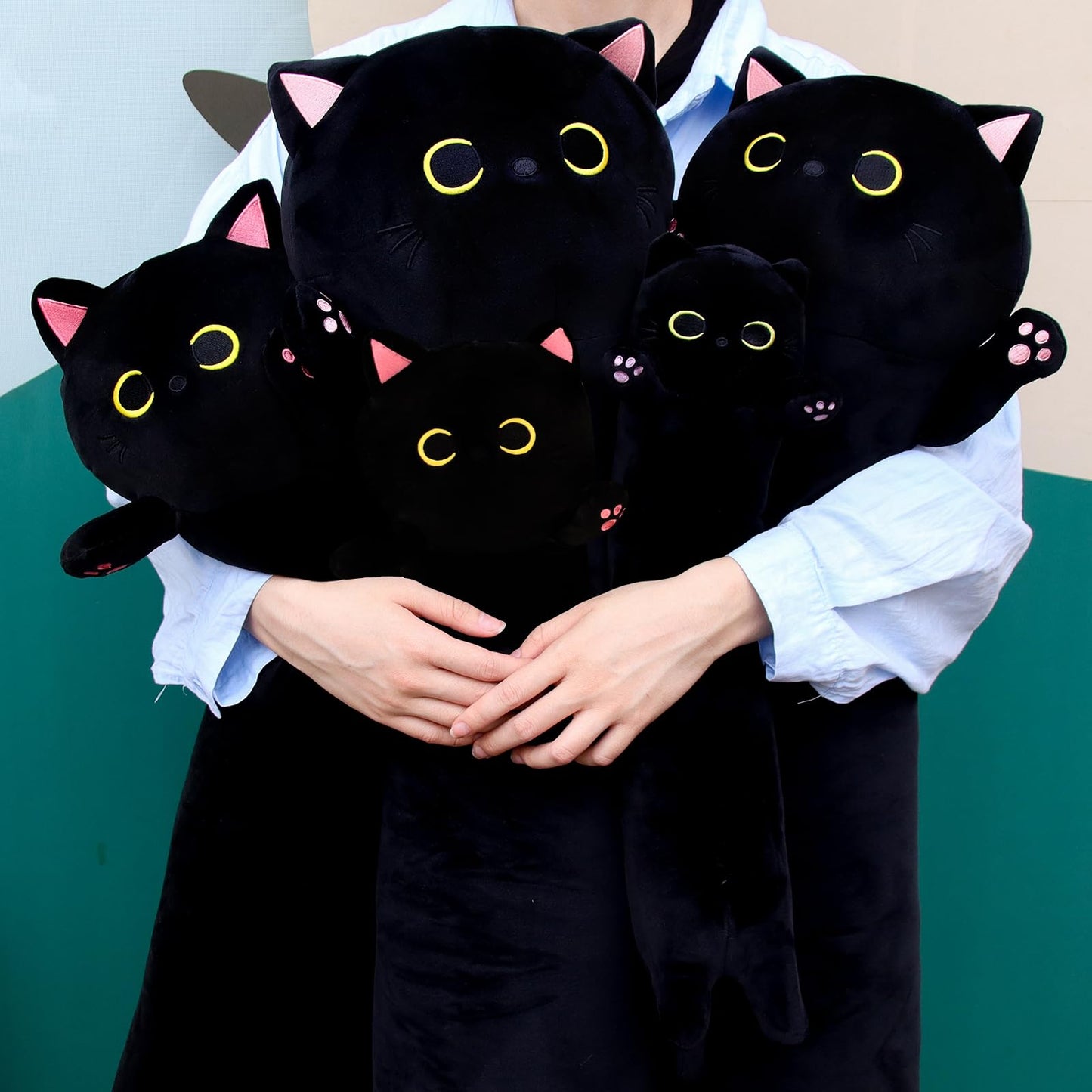 MUFEIRUO Long Black Cat Plush Pillow – 40.5-Inch Kawaii Cat Throw Pillow