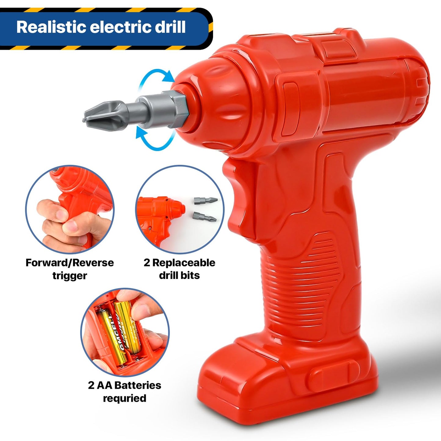 MUGEYMYD Kids Tool Bench Set with Electric Drill – Pretend Play Workshop for Ages 3-8