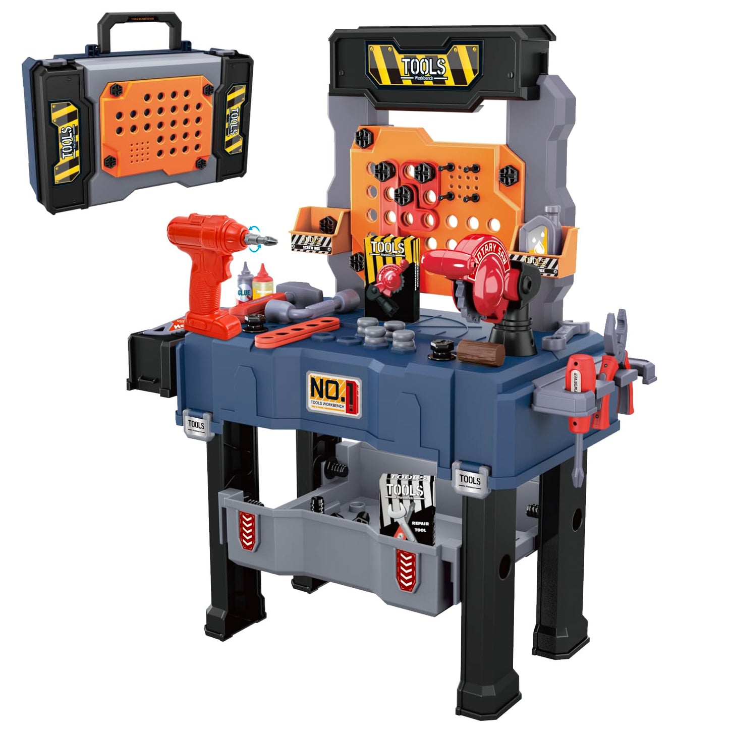 MUGEYMYD Kids Tool Bench Set with Electric Drill – Pretend Play Workshop for Ages 3-8