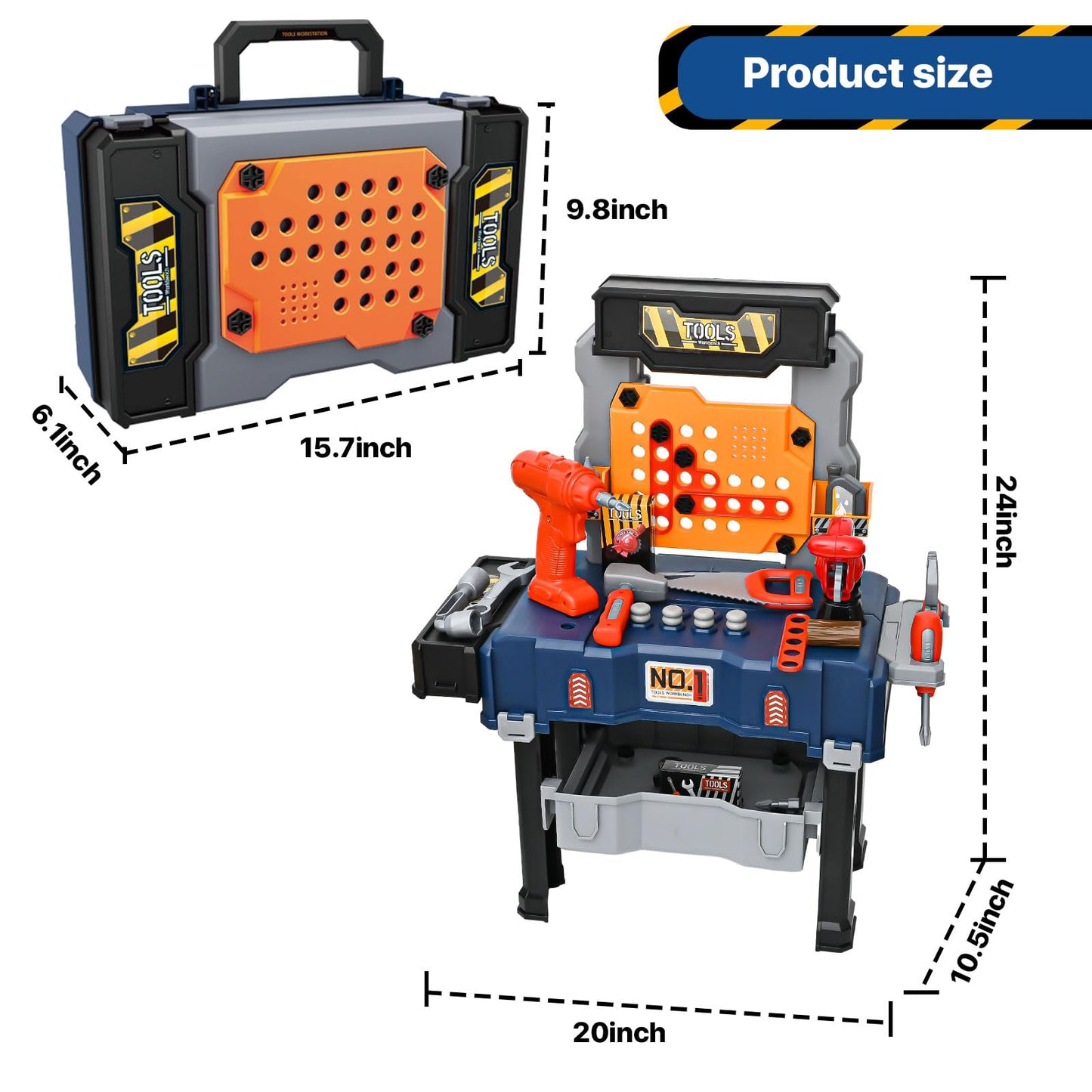 MUGEYMYD Kids Tool Bench Set with Electric Drill – Pretend Play Workshop for Ages 3-8